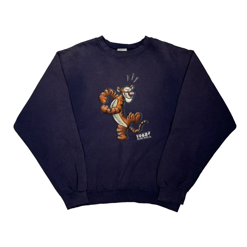 Tigger Graphic Disney Cartoon Sweatshirt - Medium Navy Cotton