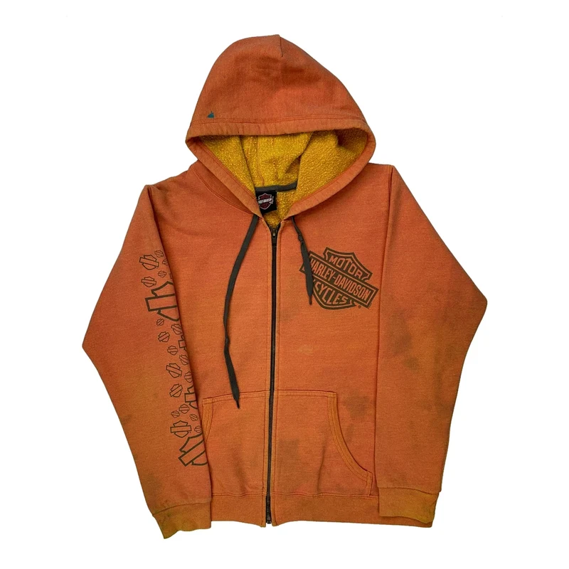 Motorcycles Harley Davidson Graphic Hoodie - Small Orange Cotton