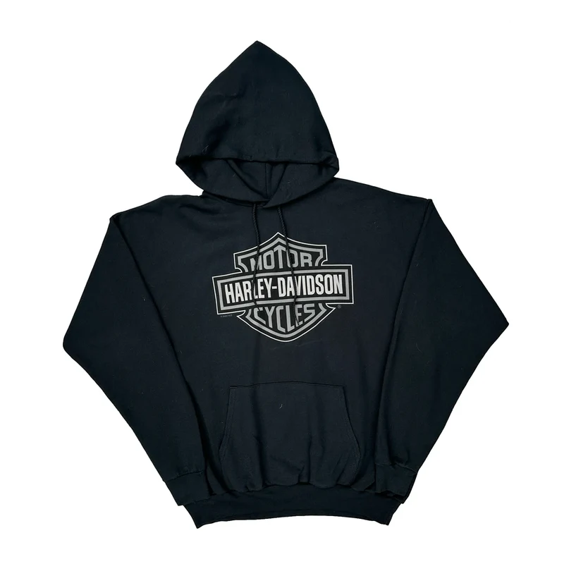 Atlantic County Harley Davidson Graphic Hoodie - XL Black Cotton Blend