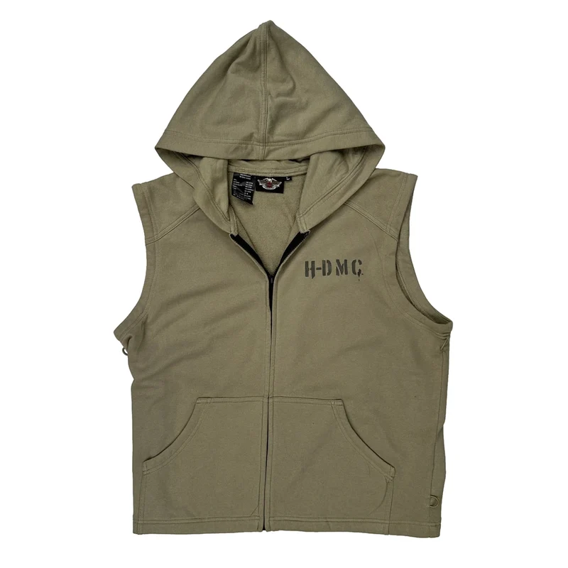 Harley Davidson Hoodie - Large Khaki Cotton