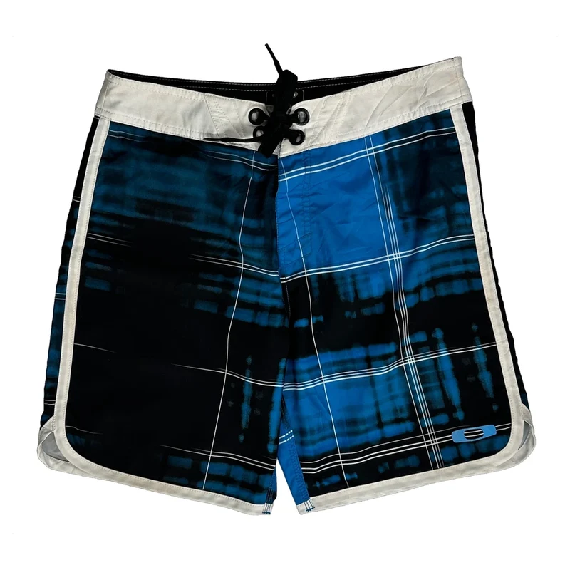 Oakley Checked Shorts - 32W 10L Blue Polyester