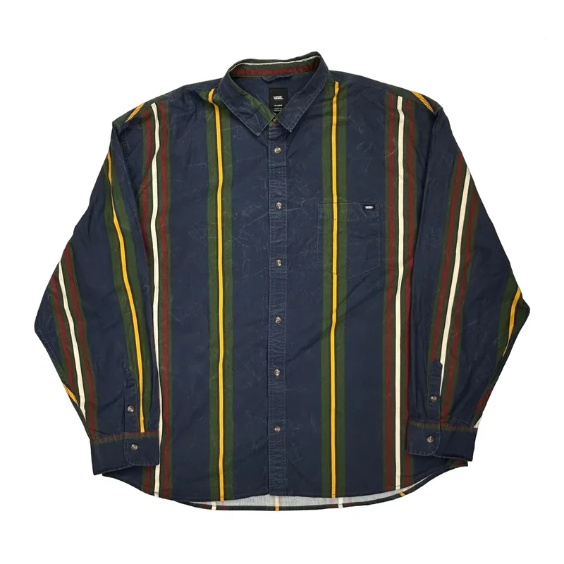 Vans Striped Shirt - 2XL Blue Cotton