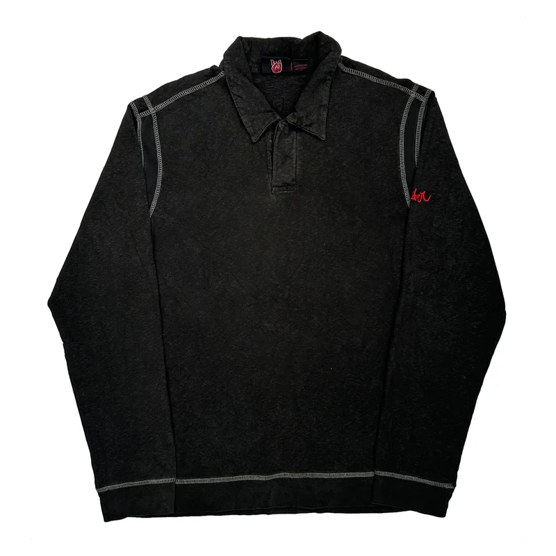 Quiksilver Polo Shirt - Medium Black Cotton