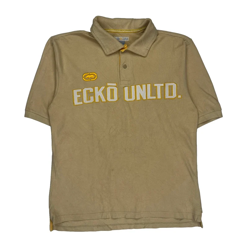 Ecko Unltd Spellout Polo Shirt - Medium Beige Cotton