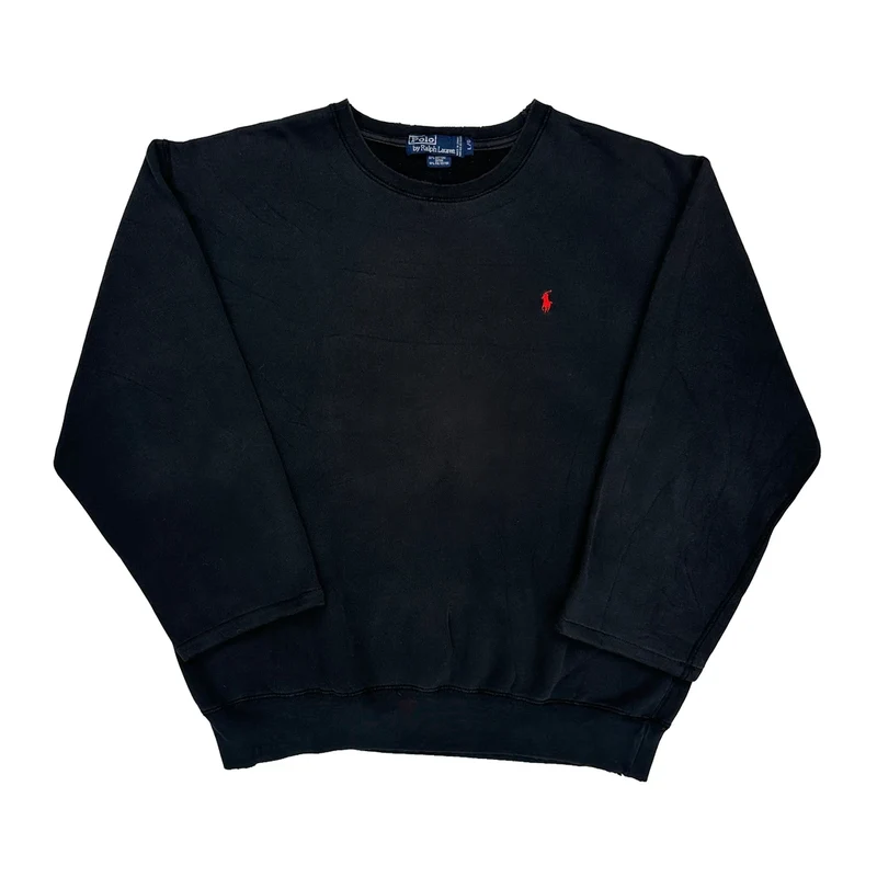 Polo By Ralph Lauren Sweatshirt - Large Black Cotton Blend