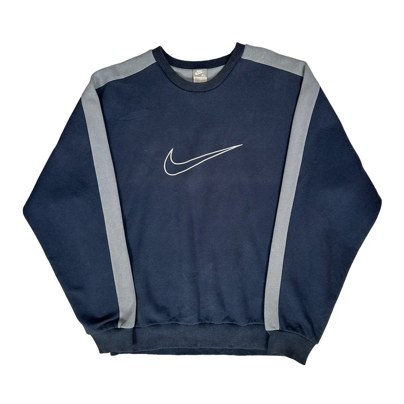 Nike Centre Logo Two Tone Sweatshirt - XL Navy Cotton