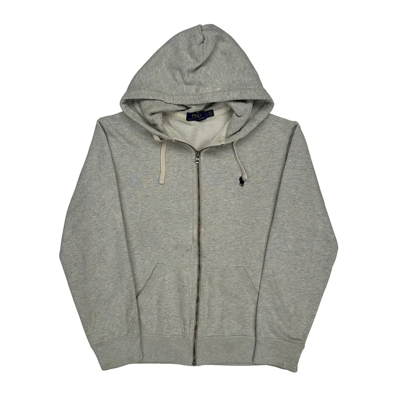 Polo By Ralph Lauren Hoodie - Large Grey Cotton