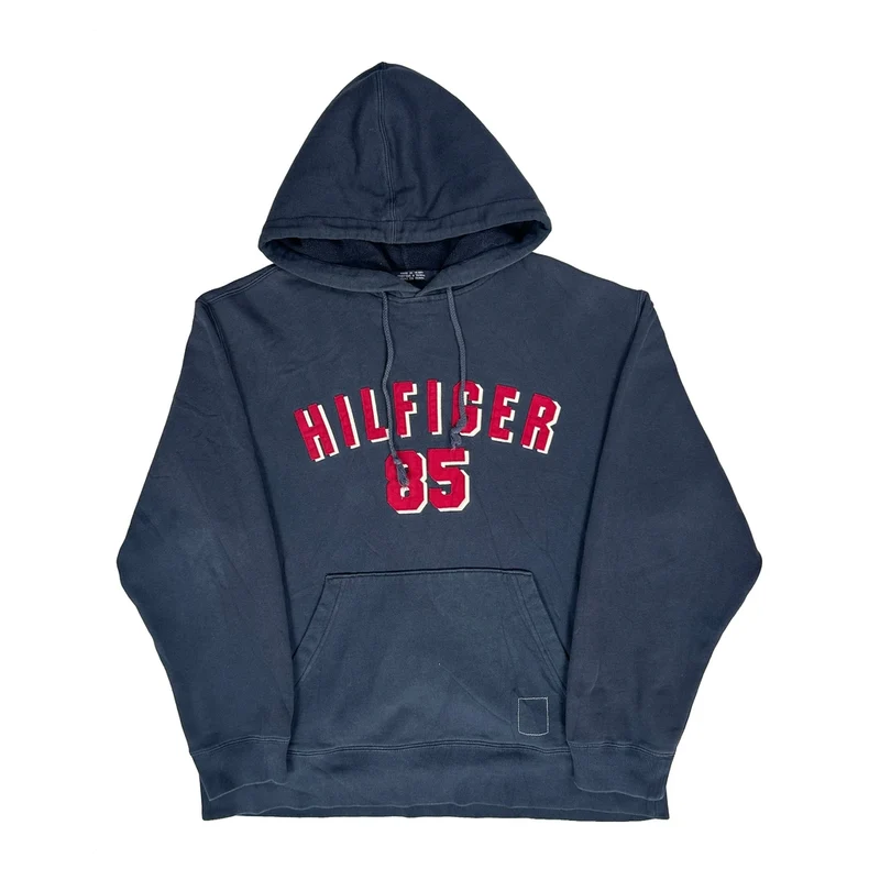Hilfiger 85 Tommy Hilfiger Spellout Hoodie - Small Navy Cotton