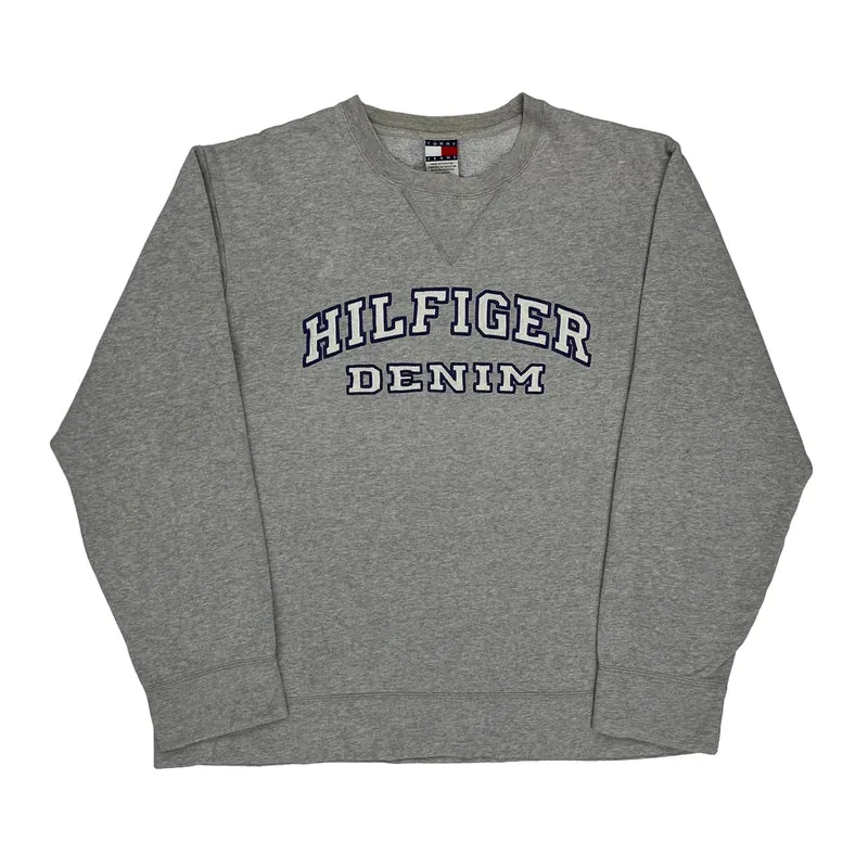 Tommy Jeans Spellout Sweatshirt - Medium Grey Cotton Blend
