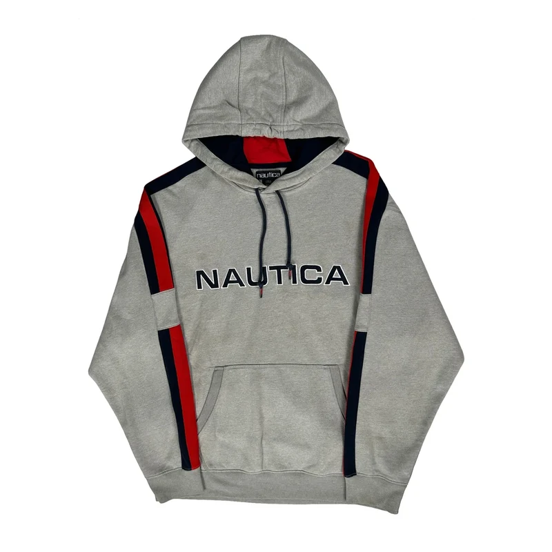 Nautica Spellout Hoodie - Large Grey Cotton