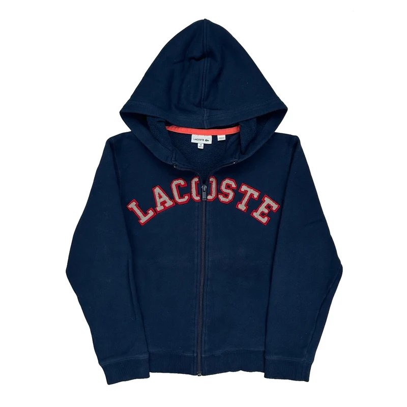 Age 10 Lacoste Spellout Hoodie - Medium Navy Cotton