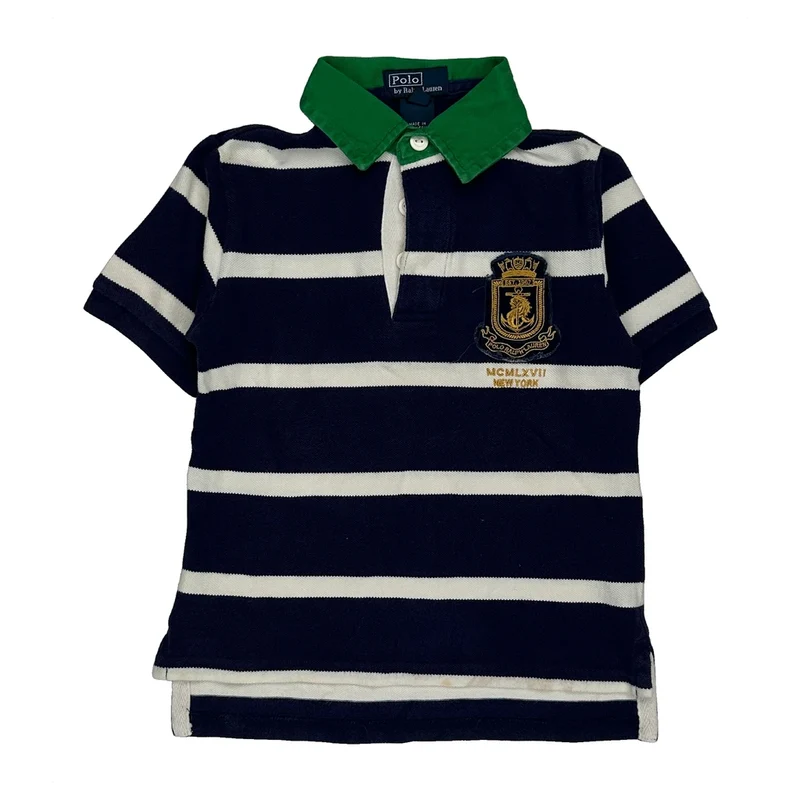 Age 3 Polo By Ralph Lauren Striped Polo Shirt - XS Navy Cotton
