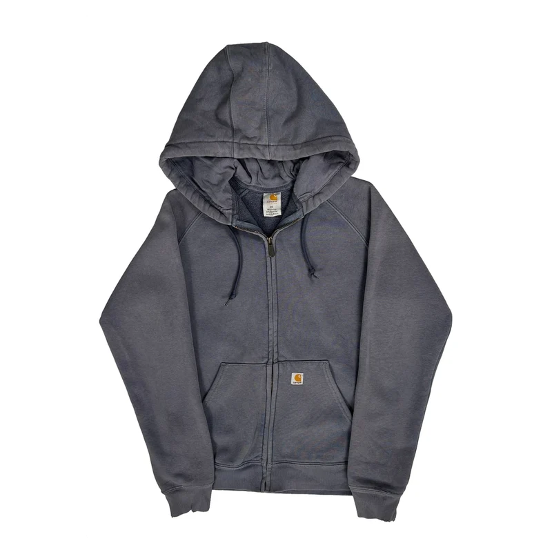 Carhartt Full Zip Hoodie - XS Grey Cotton Blend