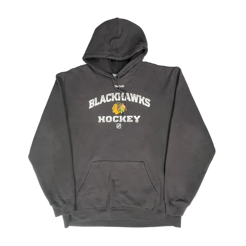 Blackhawks Hockey Reebok Nhl Hoodie - 2XL Black Cotton Blend