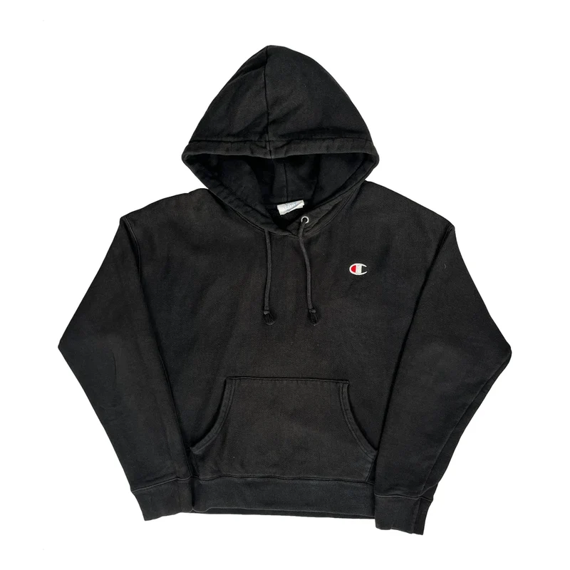 Reverse Weave Champion Hoodie - Large Black Cotton