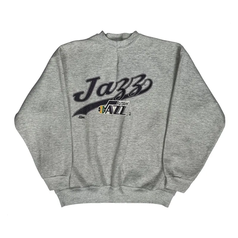 Made In USA, Utah Jazz Salem Nba Sweatshirt - XL Grey Cotton Blend