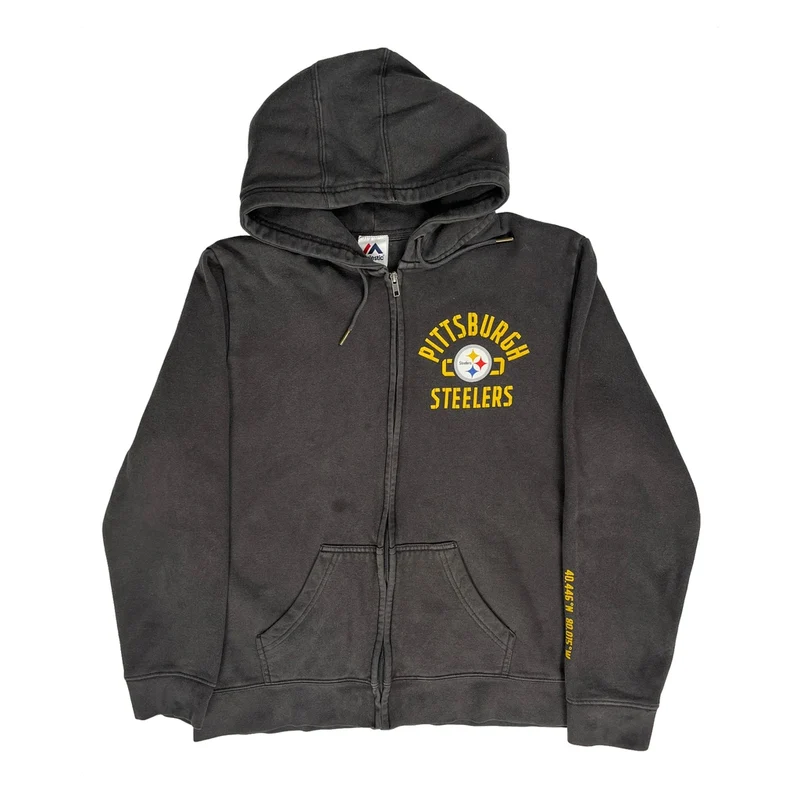 Pittsburgh Steelers Majestic Nfl Hoodie - XL Grey Cotton