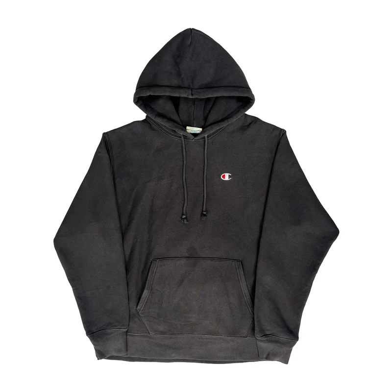 Reverse Weave Champion Hoodie - Large Black Cotton
