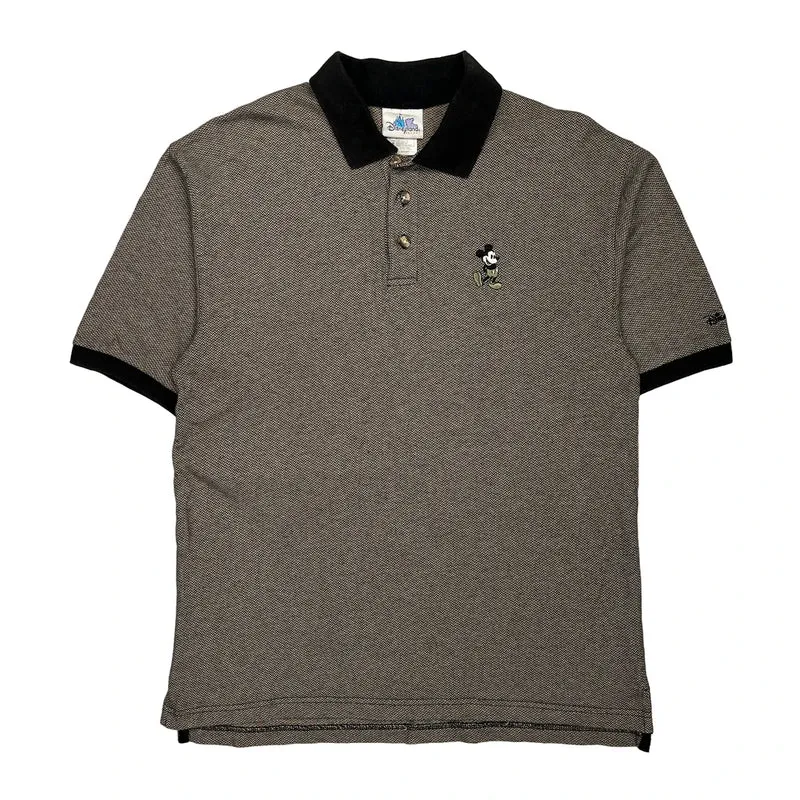 Mickey Mouse Embroidery Disney Cartoon Polo Shirt - Medium Grey Cotton