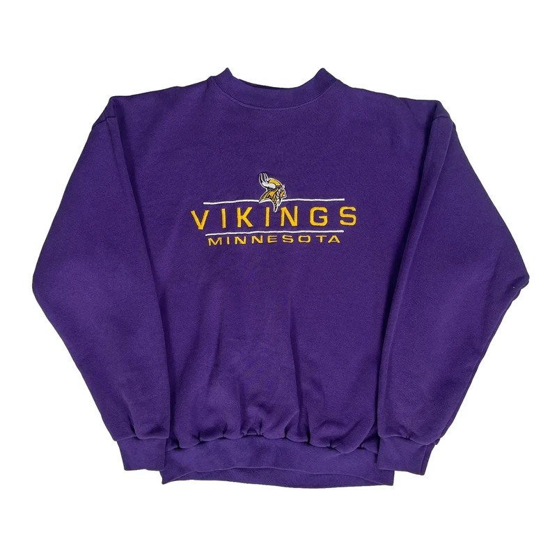 Minnesota Vikings Nfl Sweatshirt - Large Purple Cotton