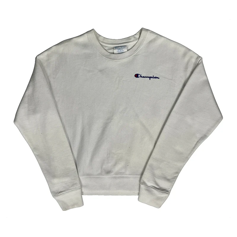 Reverse Weave Champion Sweatshirt - Small White Cotton Blend