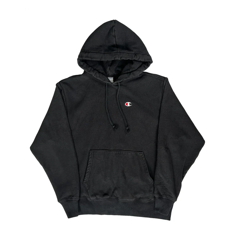 Reverse Weave Champion Hoodie - Large Black Cotton
