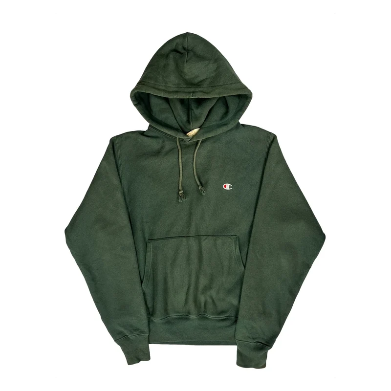 Reverse Weave Champion Hoodie - Small Green Cotton