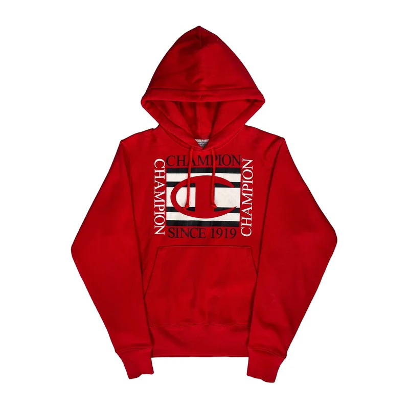 Reverse Weave Champion Hoodie - Small Red Cotton Blend