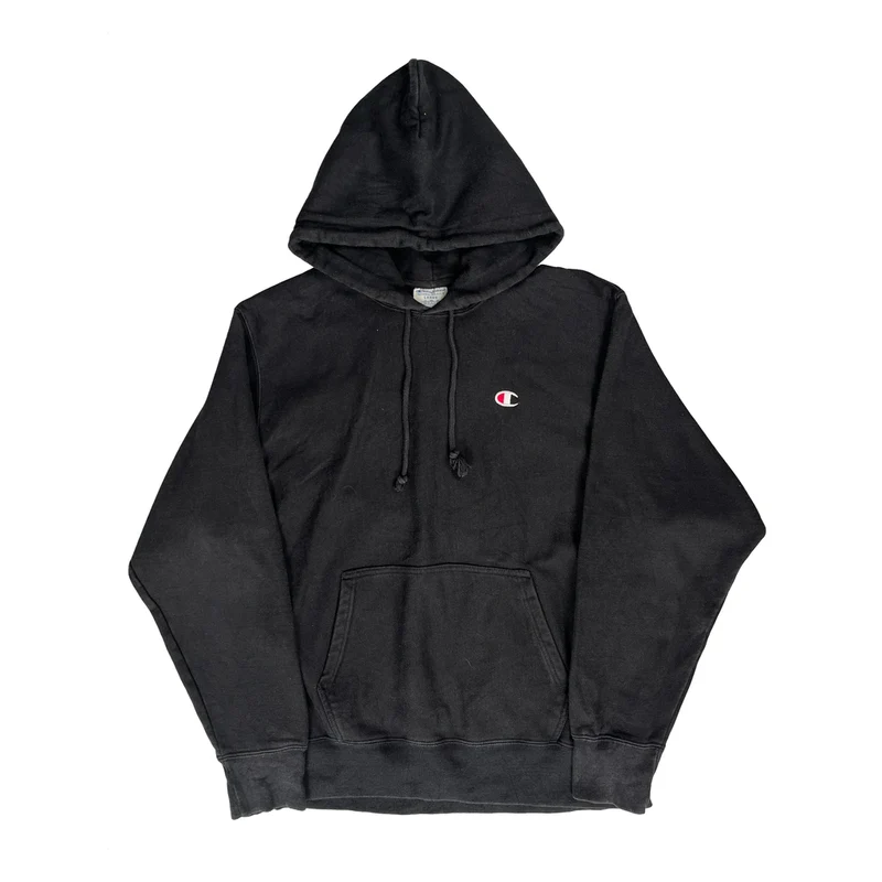 Reverse Weave Champion Hoodie - Large Black Cotton