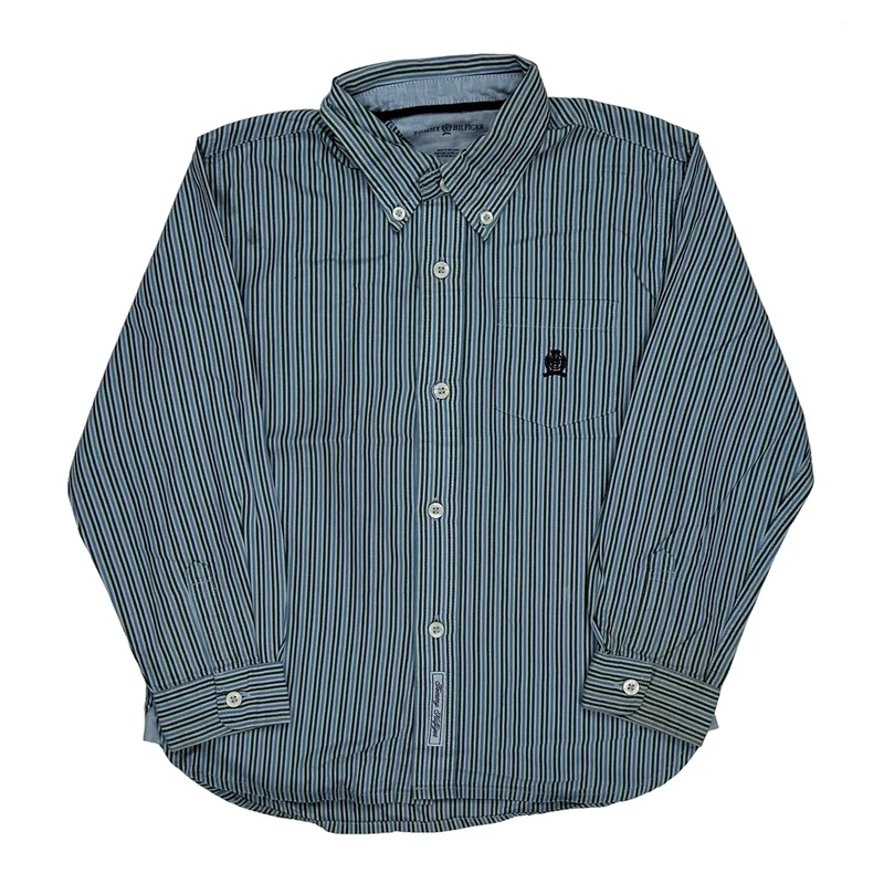 Age 6 Tommy Hilfiger Striped Shirt - Small Blue Cotton