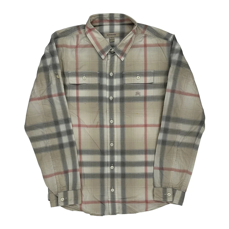 Age 12 Burberry Checked Shirt - Large Beige Cotton