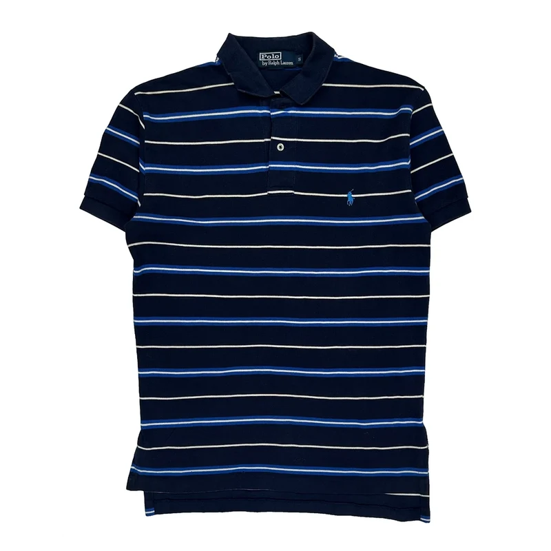 Polo By Ralph Lauren Striped Polo Shirt - Small Blue Cotton