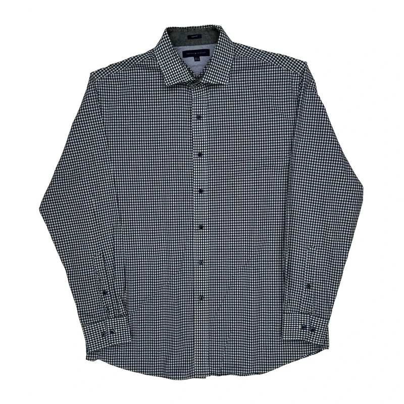 Tommy Hilfiger Slim Fit Shirt - Large Blue Cotton