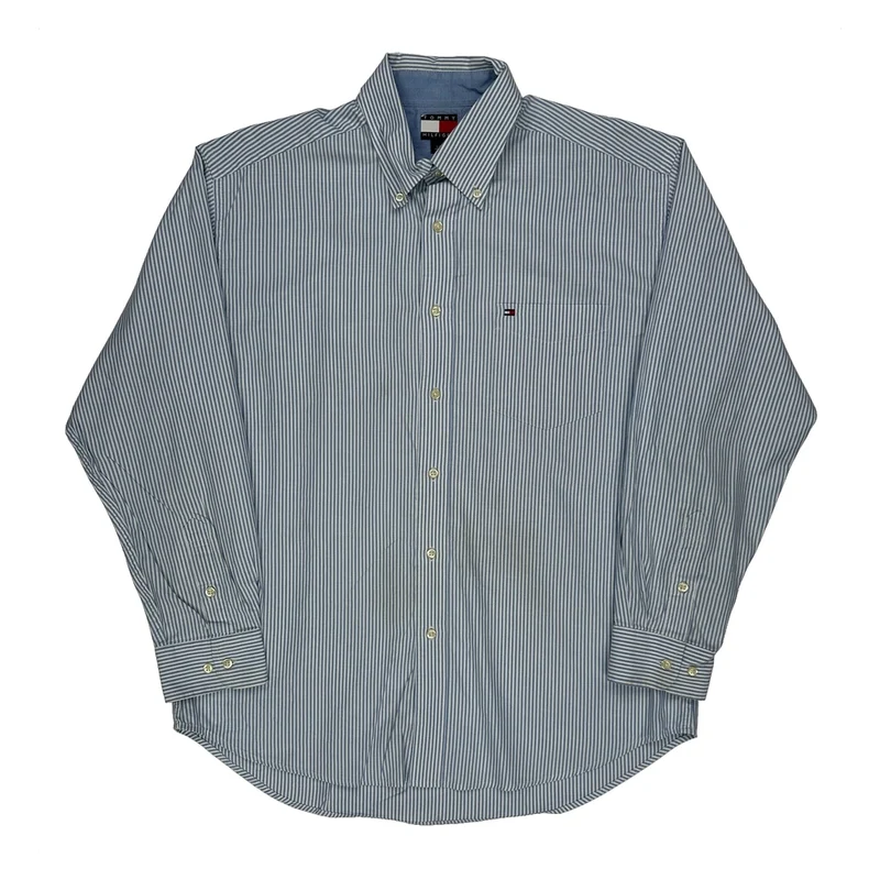 Tommy Hilfiger Striped Shirt - Large Blue Cotton