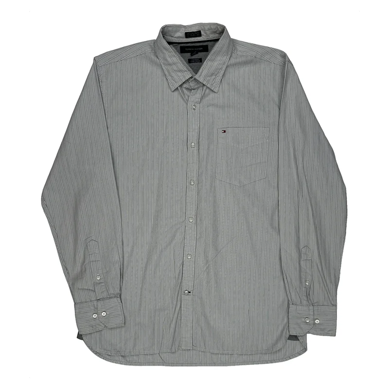 Tommy Hilfiger Striped Shirt - Large Grey Cotton