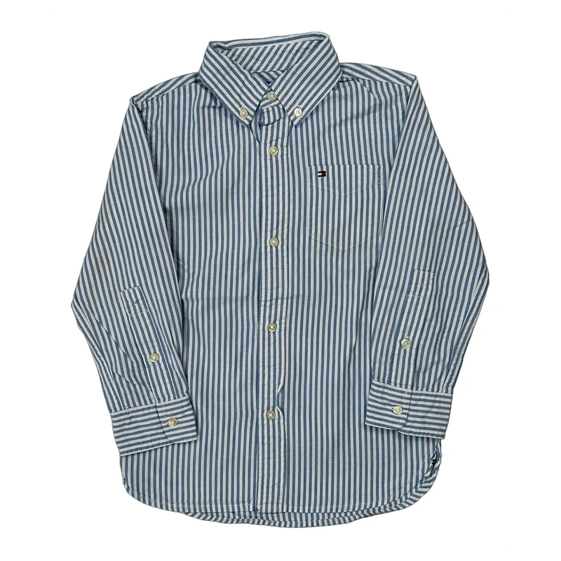 Age 4-5 Tommy Hilfiger Striped Shirt - XS Blue Cotton