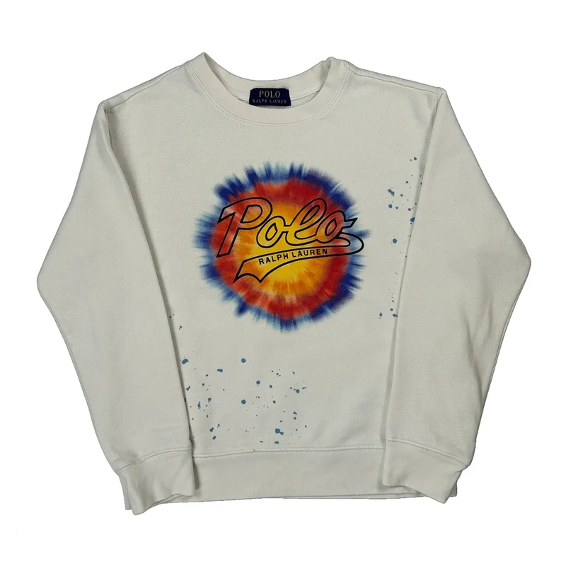 Age 3-4 Polo By Ralph Lauren Tie-Dye Sweatshirt - XS White Cotton