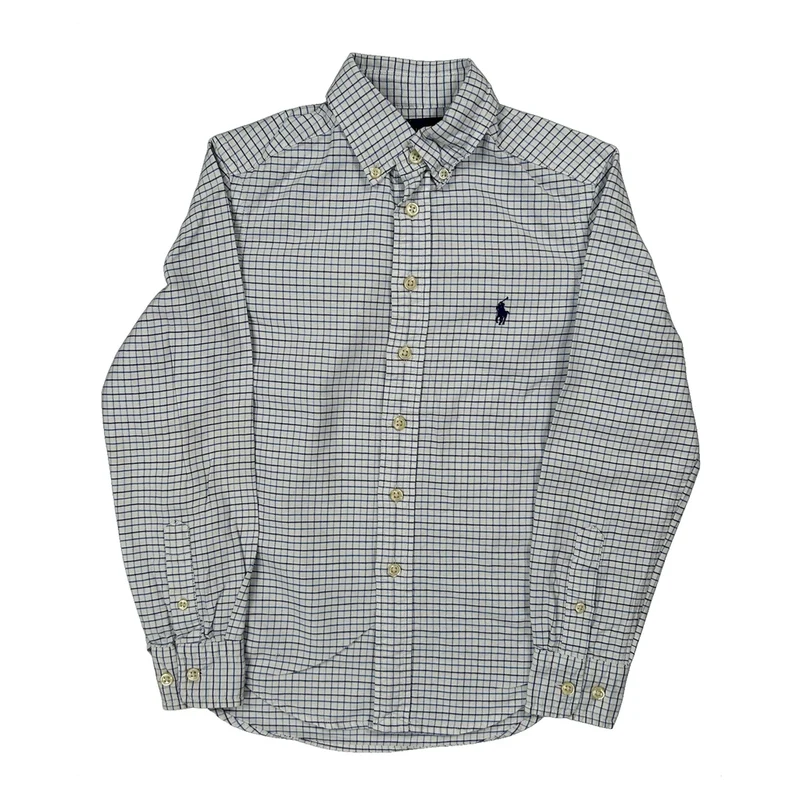 Age 8 Ralph Lauren Checked Shirt - Medium White Cotton