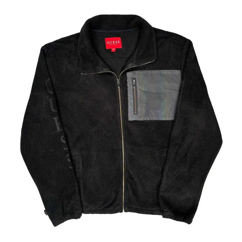 Guess Fleece Jacket - Large Black Polyester