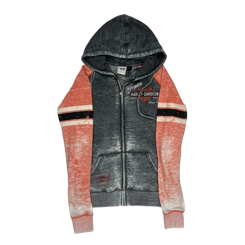 Motorcycles Harley Davidson Graphic Hoodie - Medium Grey Cotton Blend