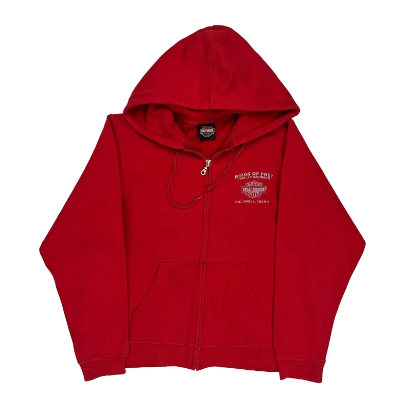 Birds Of Prey Harley Davidson Full Zip Hoodie - Medium Red Cotton