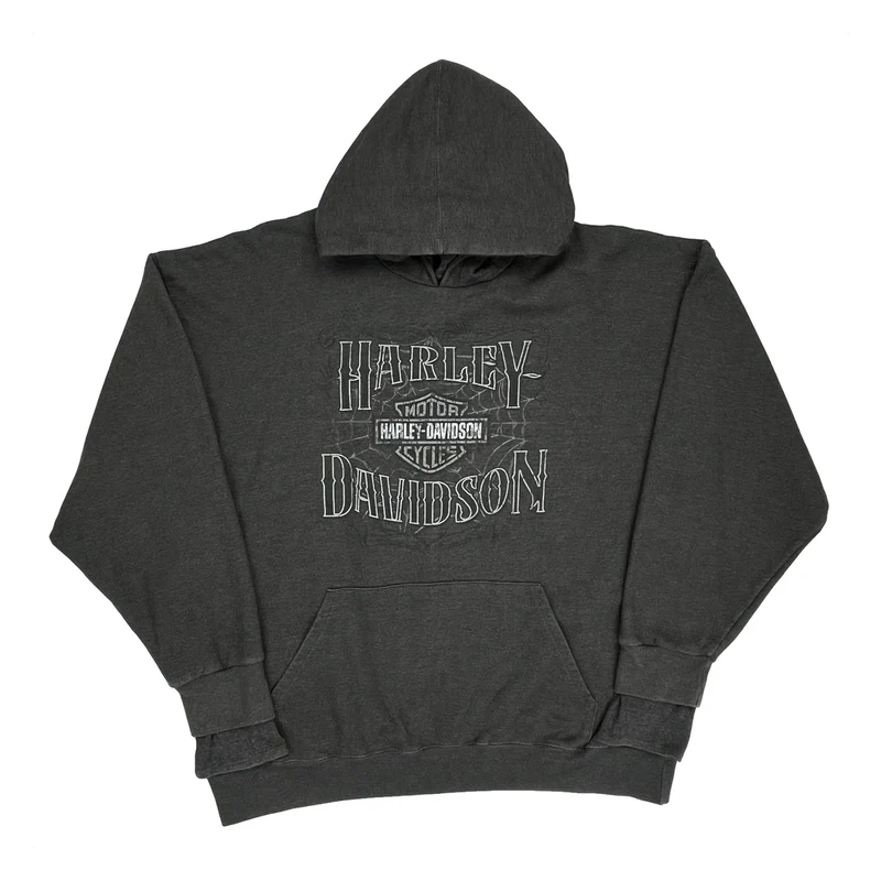 Grand Junction Harley Davidson Graphic Hoodie - 2XL Grey Cotton Blend