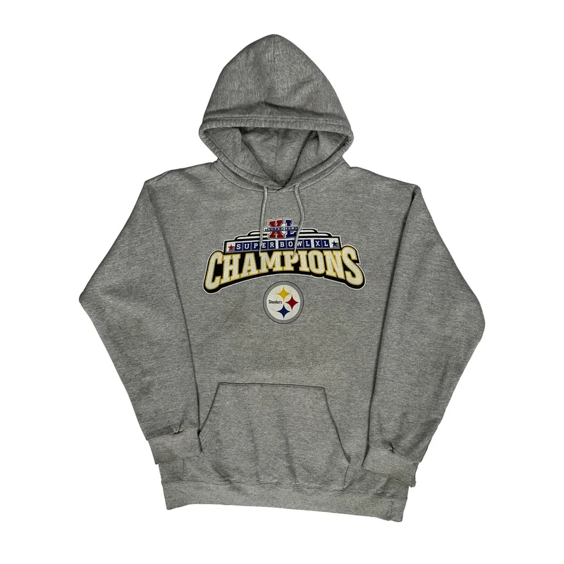 Pittsburgh Steelers Reebok Football Hoodie - Large Grey Cotton Blend