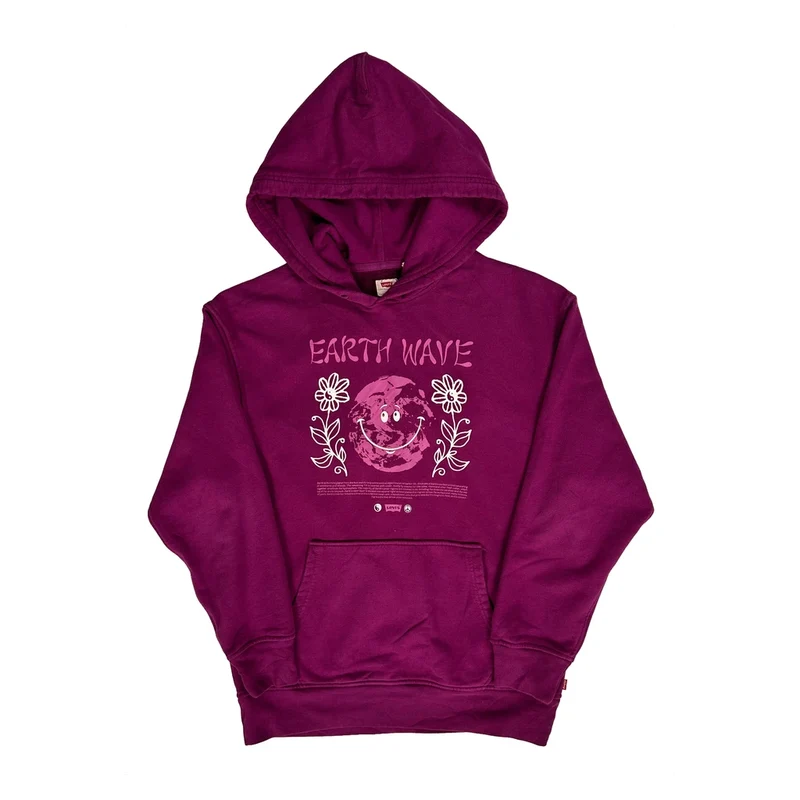 Earth Wave Design Levis Graphic Hoodie - Small Purple Cotton