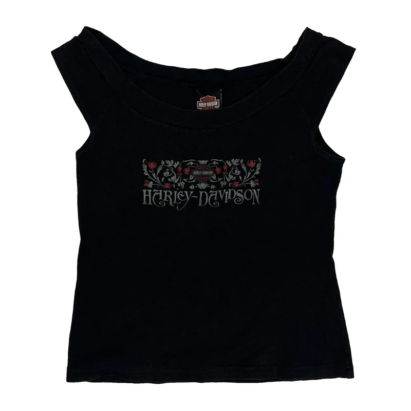 Phoenix, Or Harley Davidson Graphic Top - Medium Black Cotton