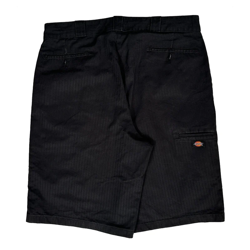 Dickies Pinstripe Shorts - 36W 11L Black Cotton Blend