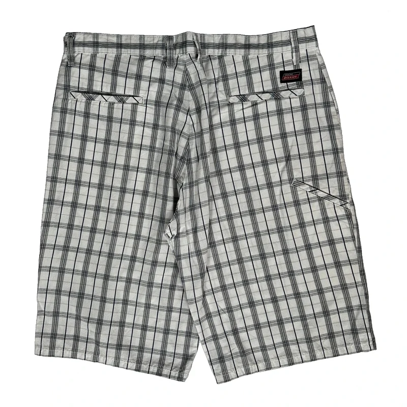 Dickies Checked Shorts - 36W 10L Grey Cotton