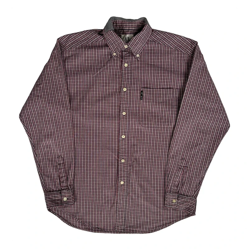 Armani Exchange Checked Shirt - Medium Red Cotton