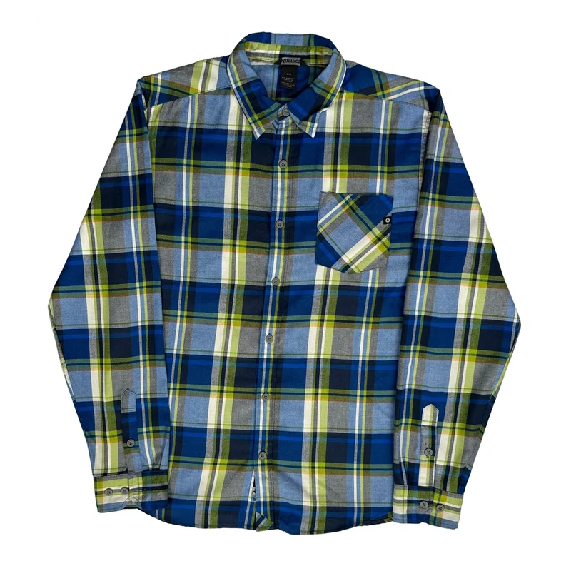 Marmot Checked Shirt - Large Blue Cotton