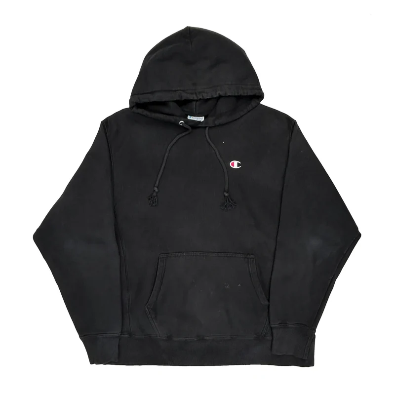 Reverse Weave Champion Hoodie - Large Black Cotton